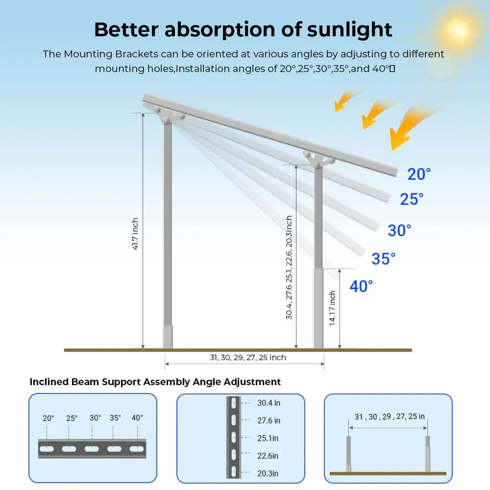 Sungold Power Modular & Expandable Ground Mount Brackets for 2× 400W–590W Solar Panels