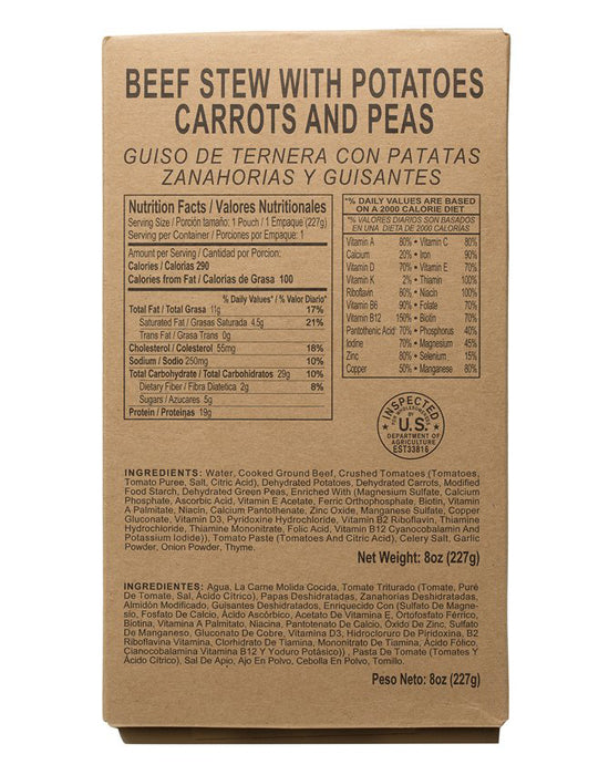 Case of 12 Single Complete MRE Meals – Standard Variety with Heaters