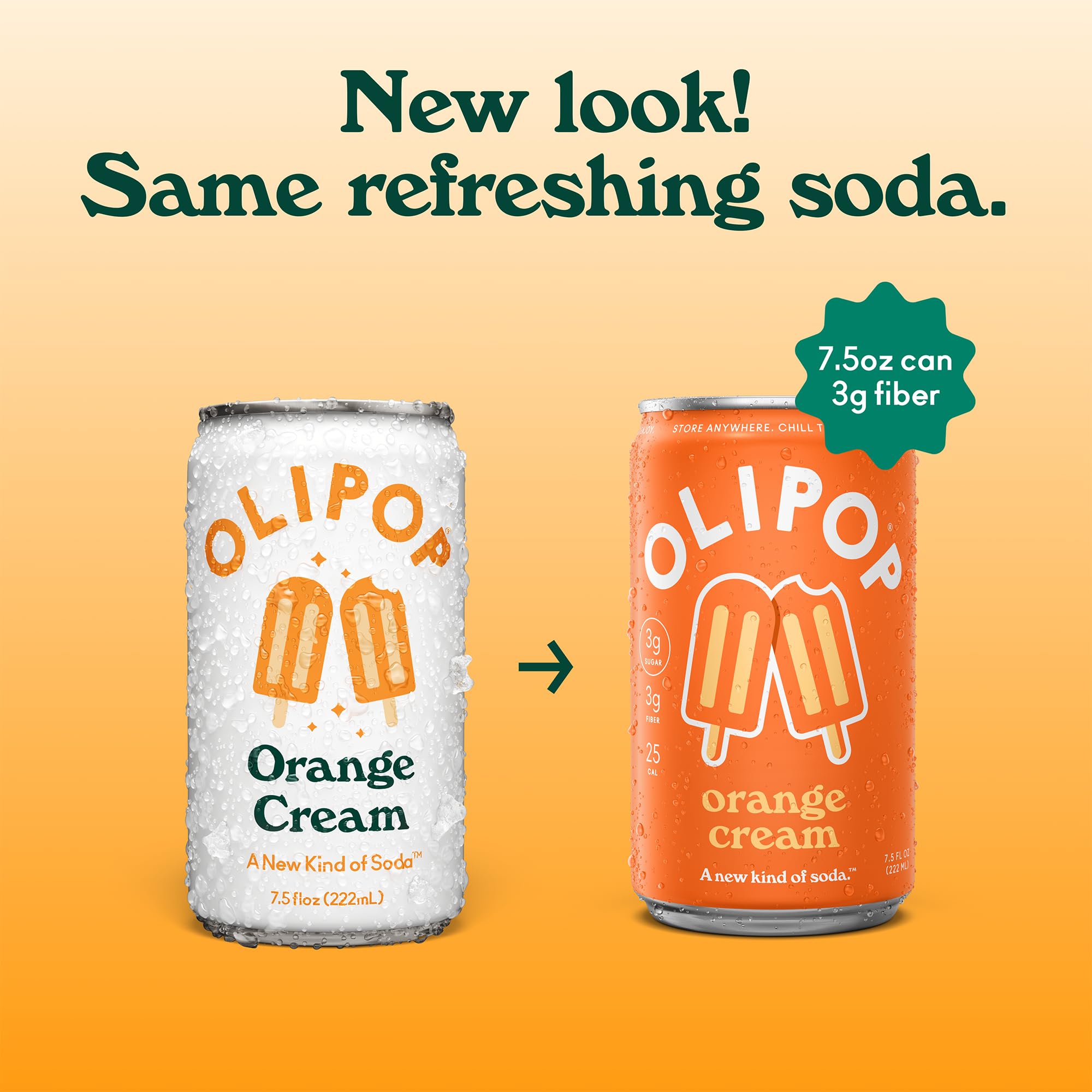 Olipop Minis Orange Cream Prebiotic Soda, Case of 4, 6 Pack, 7.5 fl oz Cans