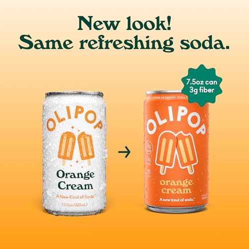 Olipop Minis Orange Cream Prebiotic Soda, Case of 4, 6 Pack, 7.5 fl oz Cans