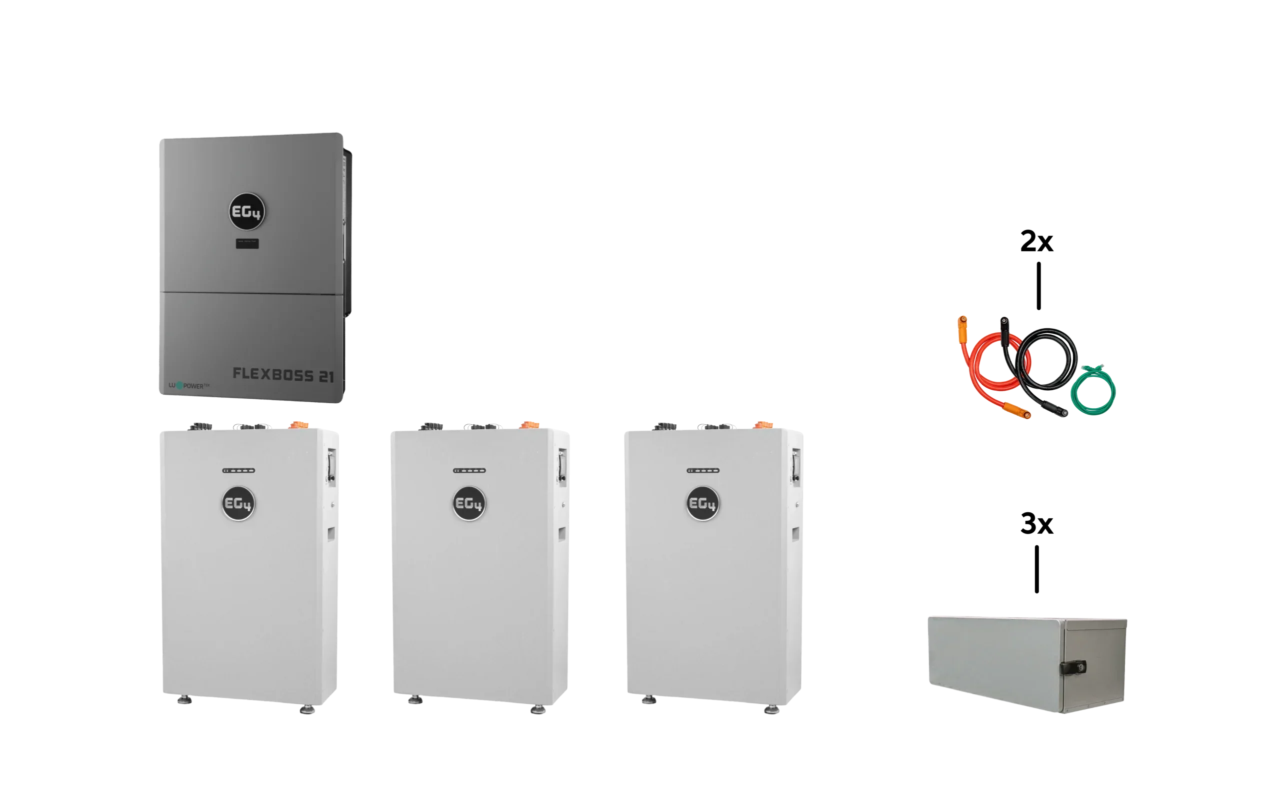 EG4 Hybrid Power Kit | 16kW 120/240V Output 48VDC - 48kWh System Bundle | 1 x EG4 FlexBoss21 Hybrid Inverter + 3 x EG4 All-Weather 314Ah Battery