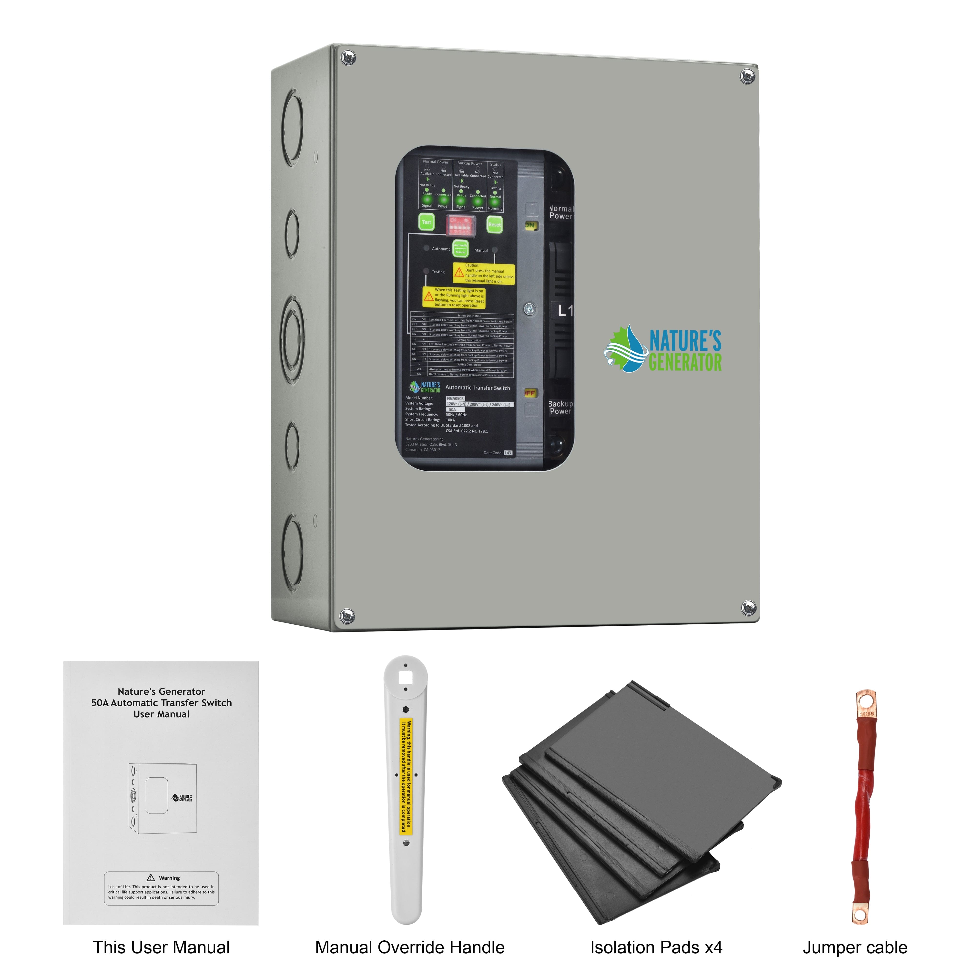 Nature's Generator 50A Compact Automatic Transfer Switch for Home, RV & Marine