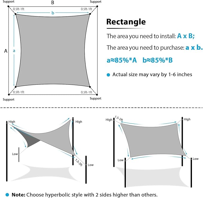 Amagenix Sun Shade Sail 16'X24' Curved Edge Outdoor Shade Canopy Dark Green Breathable 95% UV Block Shade Cloth for Patio Garden Backyard (We Make Custom Size)
