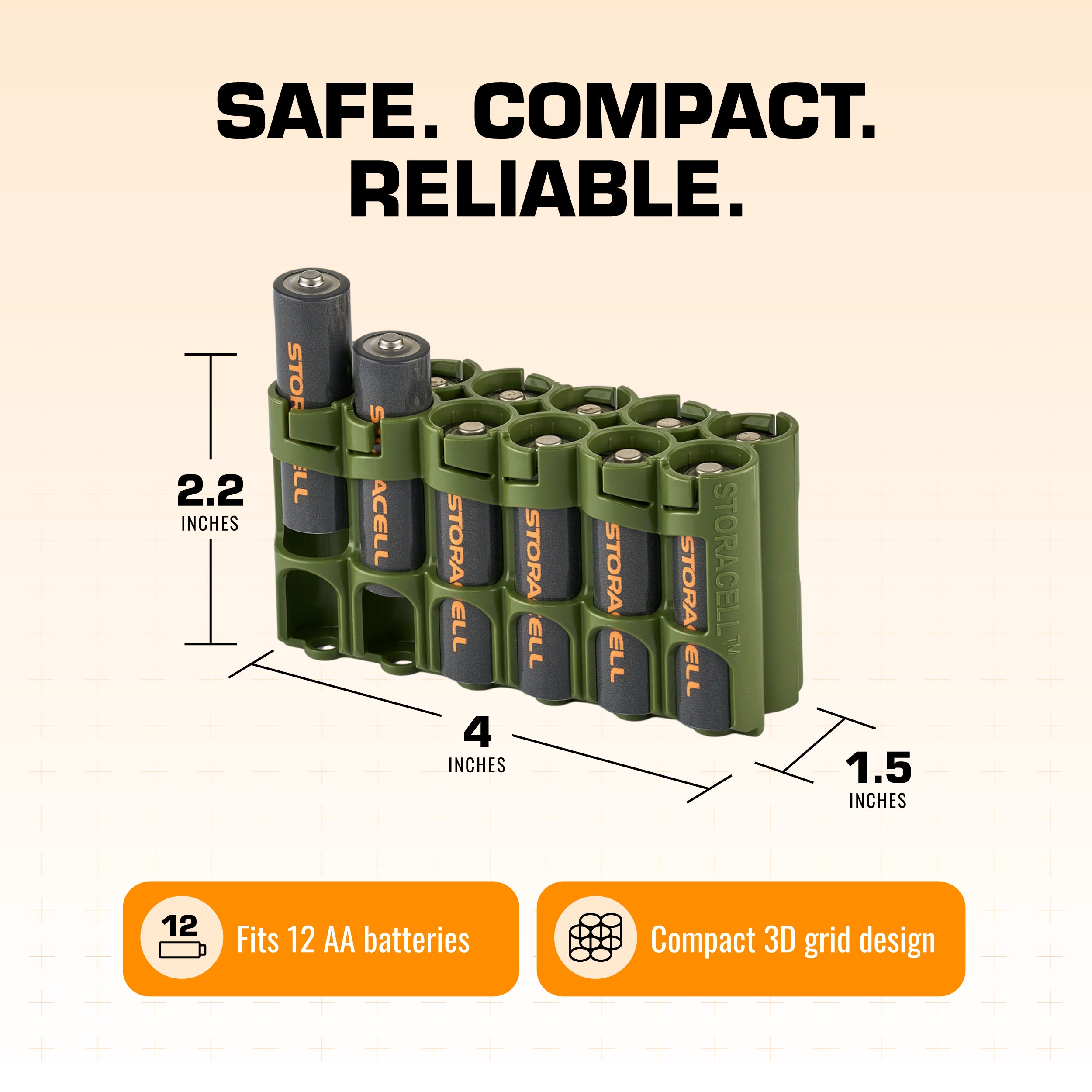 Storacell 12 AA Pack Battery Caddy (Military Green)