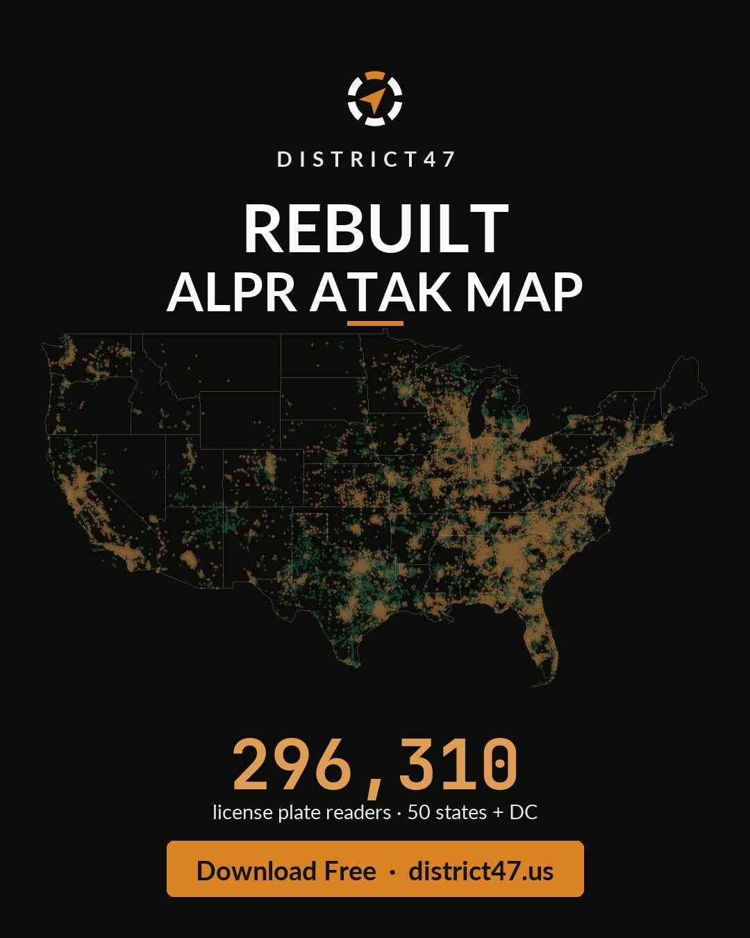 District47 TAK Overlay - ALPR / Flock Camera - Nationwide, Regional & State Data Packages