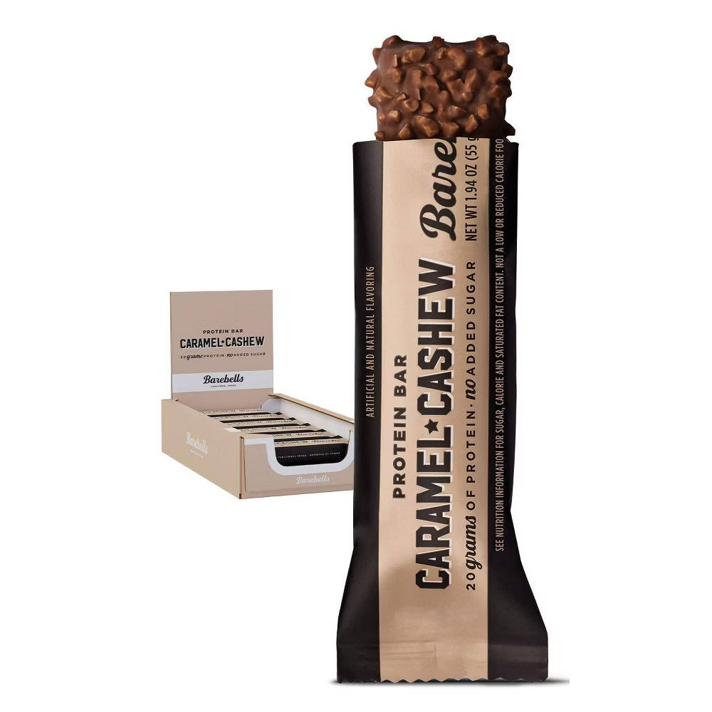 Barebells Caramel Cashew Protein Bar, 1.94 oz, Pack of 12