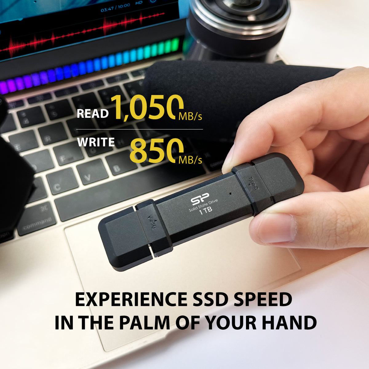 Silicon Power 2TB DS72 Dual USB-C/USB-A 3.2 Gen 2 Portable External SSD, Steam Deck and iPhone 15 Pro