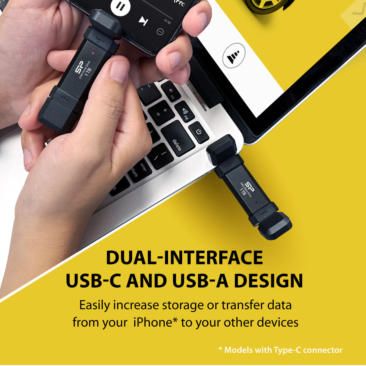 Silicon Power 500GB DS72 Dual USB-C/USB-A 3.2 Gen 2 Portable External SSD, Steam Deck and iPhone 15 Pro