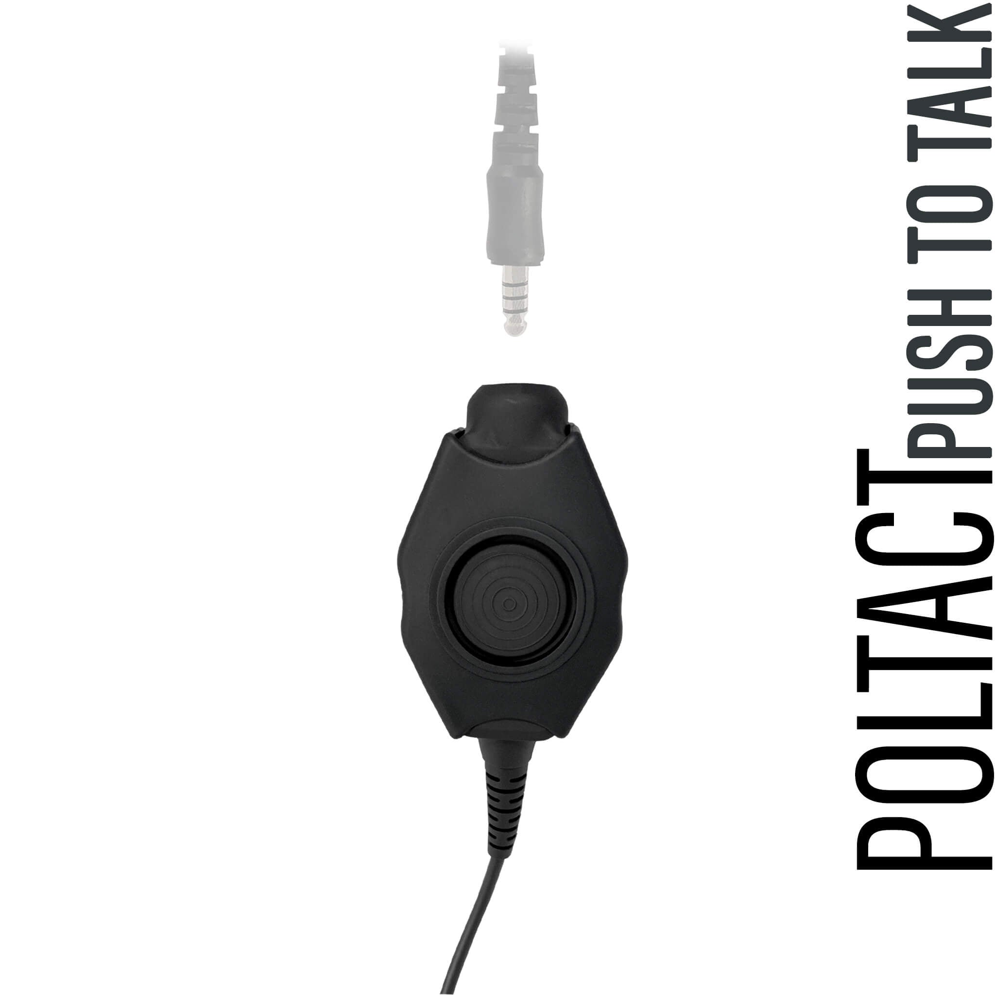 Material Communications Poltact Amplified PTT for Headset w/ Quick Disconnect(Hirose): NATO/Military Wiring, Gentex, Ops-Core, OTTO, 3M Peltor ComTac, XPI, MSA, Helicopter, & More - Quick Disconnect Hytera PT-580, PD7 Series, PD982 & More