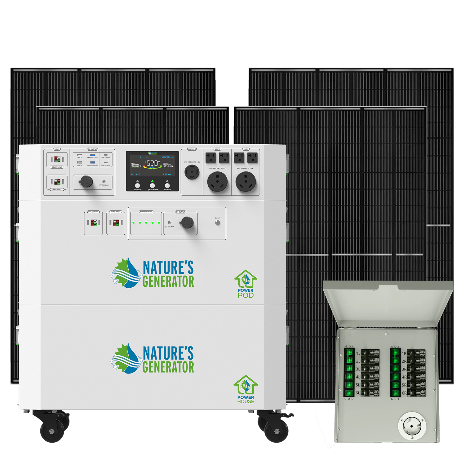 Nature's Generator Powerhouse Gen 2 Solar Generator and Transfer Switch