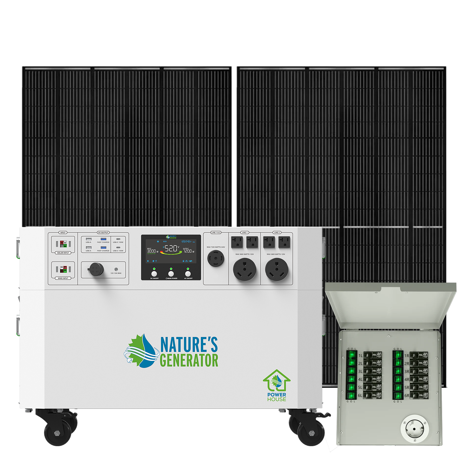 Nature's Generator Powerhouse Gen 2 Solar Generator and Transfer Switch