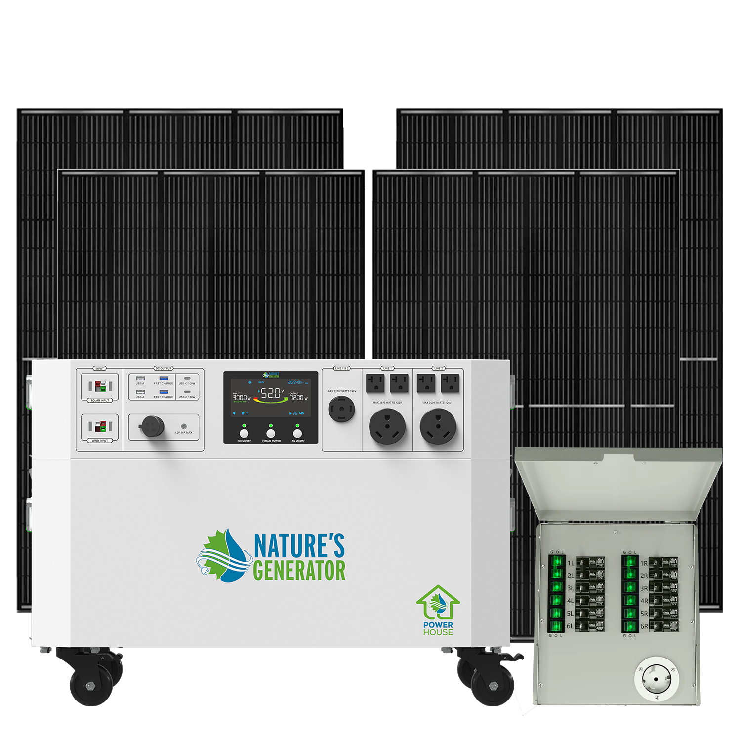 Nature's Generator Powerhouse Gen 2 Solar Generator and Transfer Switch