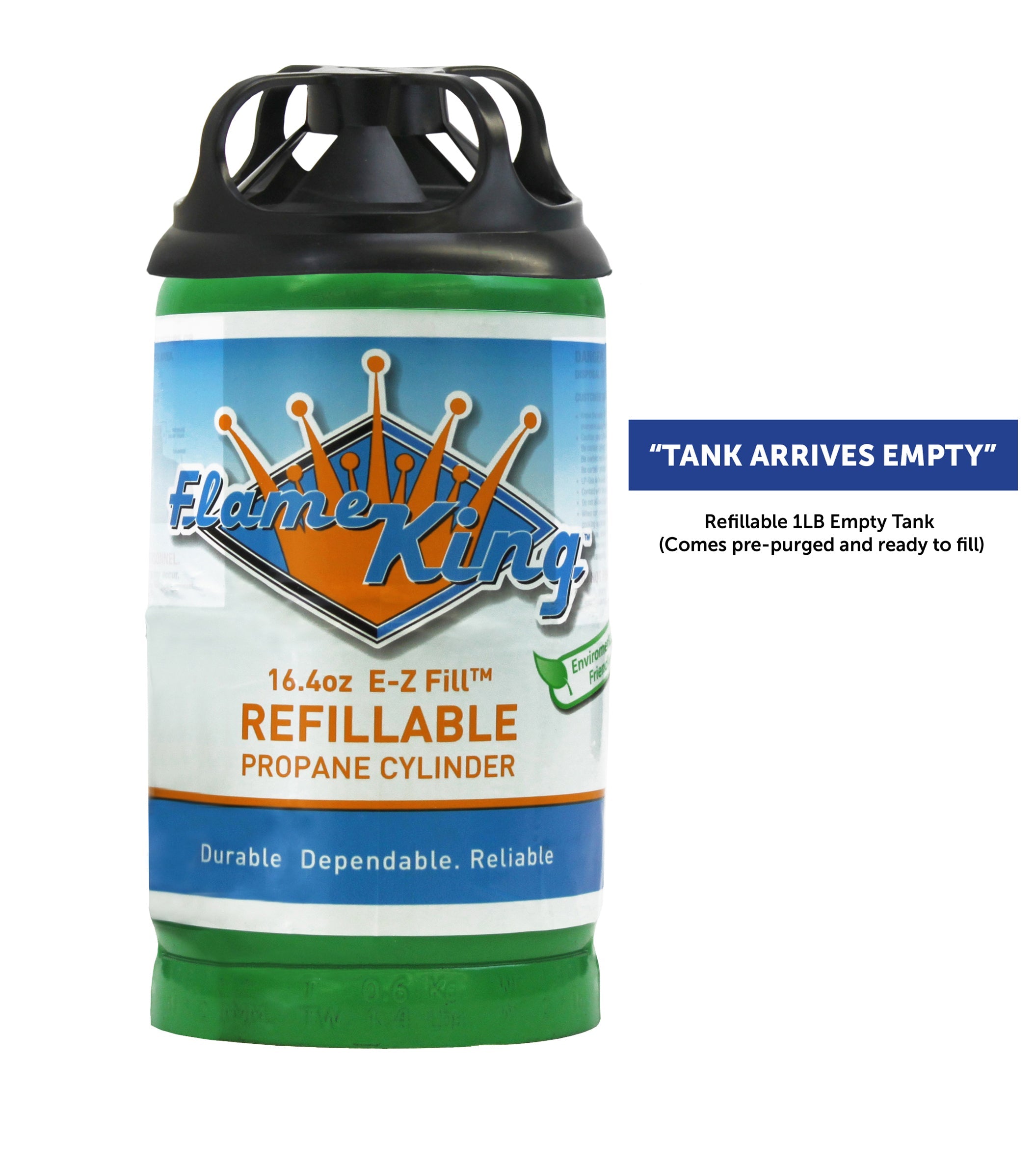 Flame King 1lb Refillable Propane Tank LP Cylinder- 2 Pack Eco Friendly Sustainable Tank