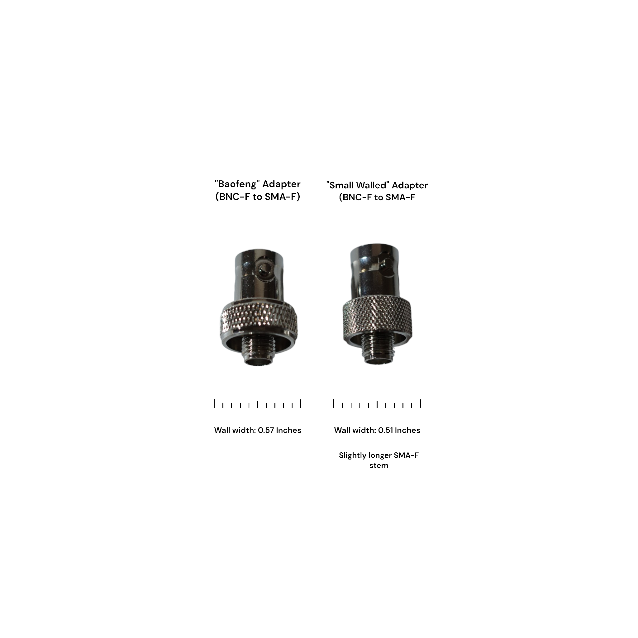 Caatail Antennas Small Walled Adapter (BNC-F to SMA-F)