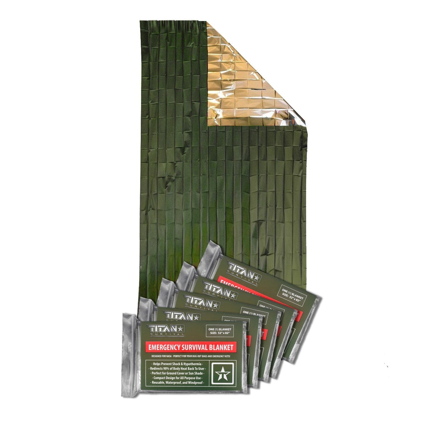 TITAN Survival Emergency Survival Blankets, 5-Pack