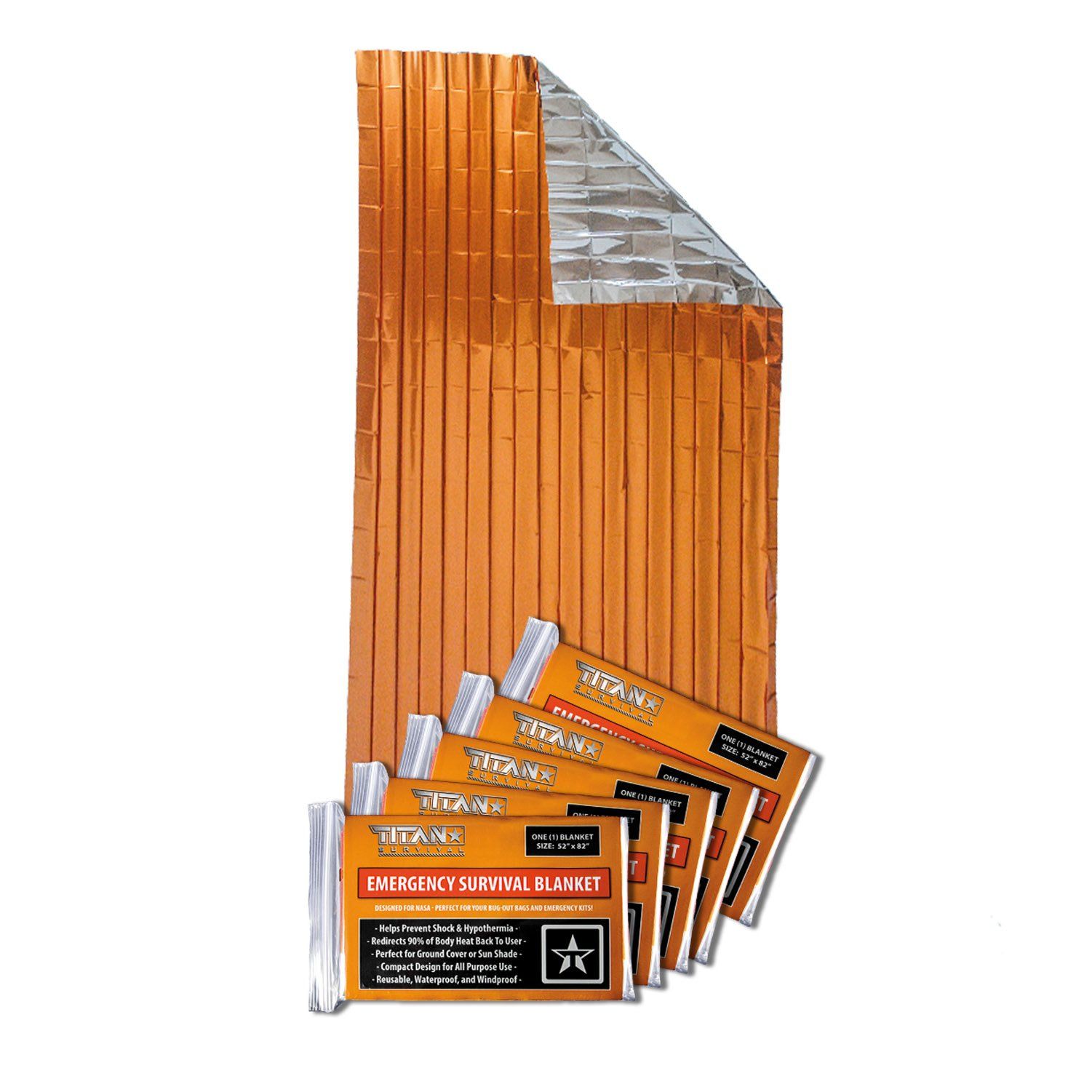 TITAN Survival Emergency Survival Blankets, 5-Pack