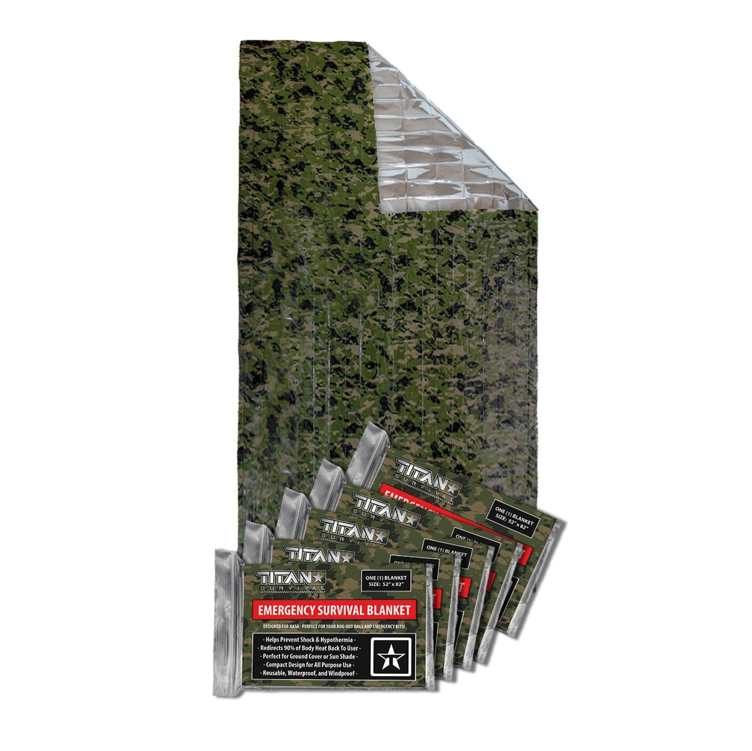 TITAN Survival Emergency Survival Blankets, 5-Pack