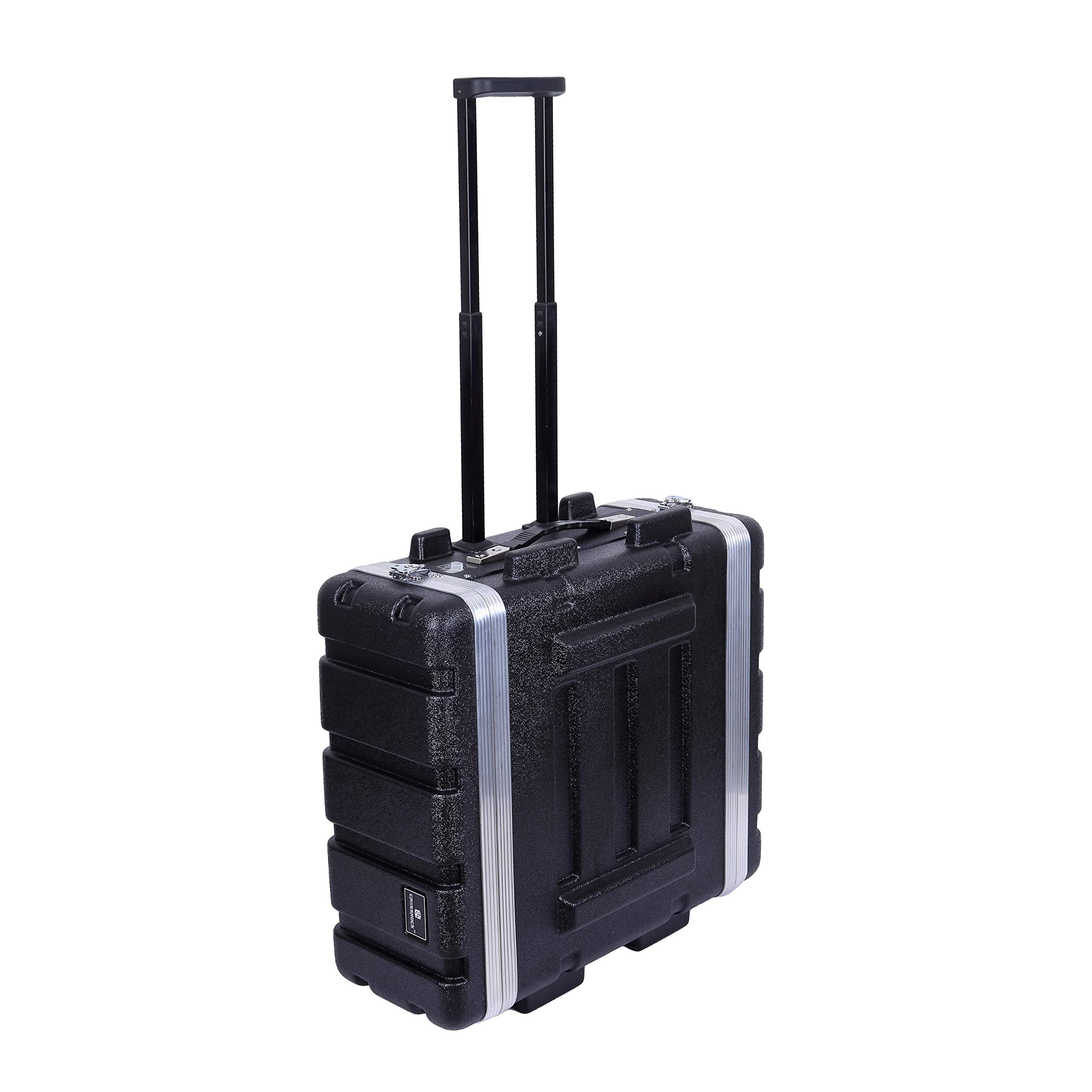 Crossrock Cases Stackable Rack Case with Wheels fits Standard 19.25” Depth, Polyethylene Hard-Shell Construction with Heavy Duty Hardware